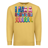Antique Gold i am a survivor with all cancer ribbons Premium Sweatshirt - AdoDesignShop
