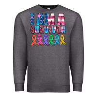 Charcoal Heather i am a survivor with all cancer ribbons Premium Sweatshirt - AdoDesignShop