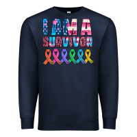 Navy i am a survivor with all cancer ribbons Premium Sweatshirt - AdoDesignShop