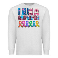 Oatmeal Heather i am a survivor with all cancer ribbons Premium Sweatshirt - AdoDesignShop