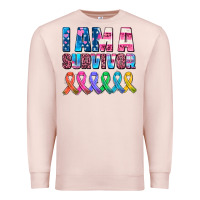 Pale Pink i am a survivor with all cancer ribbons Premium Sweatshirt - AdoDesignShop