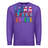 Purple i am a survivor with all cancer ribbons Premium Sweatshirt - AdoDesignShop