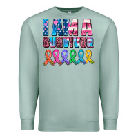 Seafoam i am a survivor with all cancer ribbons Premium Sweatshirt - AdoDesignShop