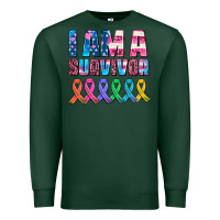 Sports Green i am a survivor with all cancer ribbons Premium Sweatshirt - AdoDesignShop