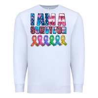 White i am a survivor with all cancer ribbons Premium Sweatshirt - AdoDesignShop