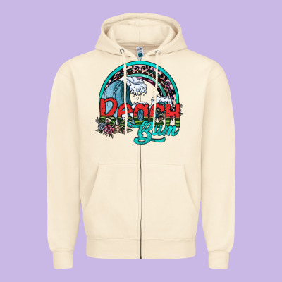 Beach Bum Zipper Hoodie Designed By Sublimationcraftshop