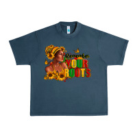 Midnight Navy Remember your roots Afro American Urban Heavy Tee - RanaPortraitStore