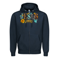 Navy jesus saves Zipper Hoodie - HRA Design Shop