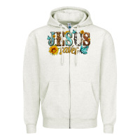 Oatmeal Heather jesus saves Zipper Hoodie - HRA Design Shop