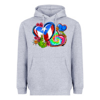 Heather Grey western leopard puerto rico hearts Heavyweight Hoodie - AdoDesignShop