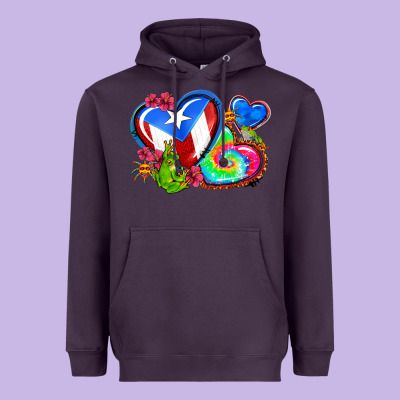 Western Leopard Puerto Rico Hearts Heavyweight Hoodie Designed By Adodesignshop