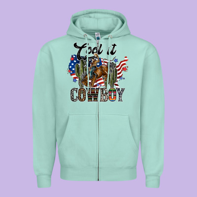 Cool It Cowboy Zipper Hoodie Designed By Sublimationcraftshop