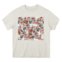 Cream hot cocoa christmas cheer pattern Heavy Core Tee - CowhideDigitalArt