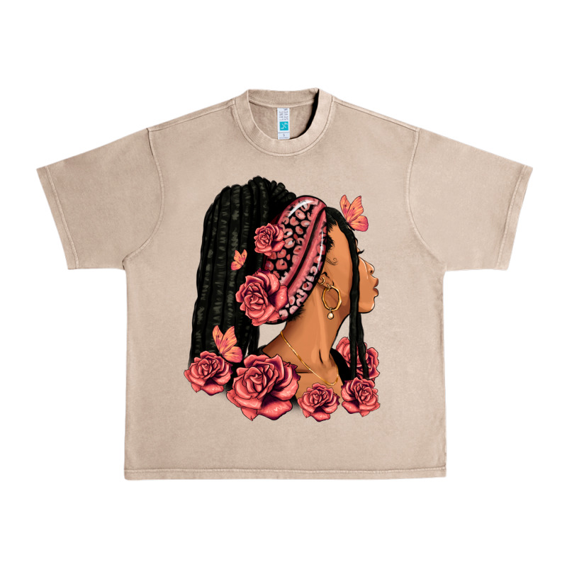 Pink Roses Afro Woman Urban Heavy Tee by RanaPortraitStore | Teevron