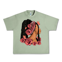 Oil Green Pink roses afro woman Urban Heavy Tee - RanaPortraitStore
