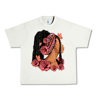 Pistachio Pink roses afro woman Urban Heavy Tee - RanaPortraitStore