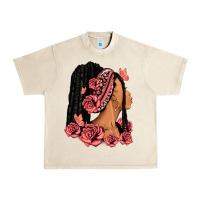 Sandshell Pink roses afro woman Urban Heavy Tee - RanaPortraitStore