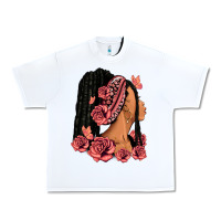 White Pink roses afro woman Urban Heavy Tee - RanaPortraitStore