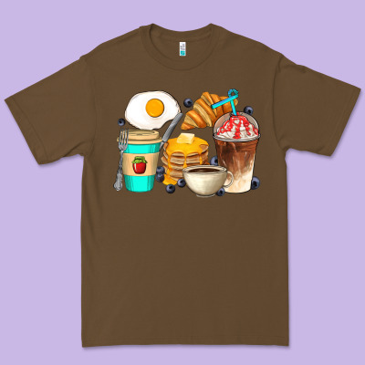 Breakfast Coffee Cups Premium Tee Designed By Artiststas