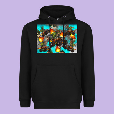 Dinosaur Monster Truck Heavyweight Hoodie Designed By Artiststas
