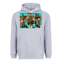 Heather Grey Dinosaur monster truck Heavyweight Hoodie - Artiststas