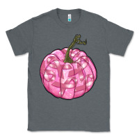 Charcoal Heather pink pumpkin with breast cancer ribbons Classic Tee - RanaPortraitStore