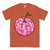 Copper pink pumpkin with breast cancer ribbons Classic Tee - RanaPortraitStore