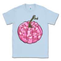 Dusty Blue pink pumpkin with breast cancer ribbons Classic Tee - RanaPortraitStore