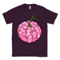 Plum pink pumpkin with breast cancer ribbons Classic Tee - RanaPortraitStore