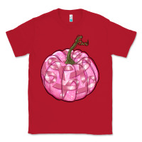 Red pink pumpkin with breast cancer ribbons Classic Tee - RanaPortraitStore