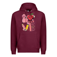Burgundy love teacher Premium Hoodie - MaliasSmallBusiness