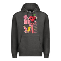 Charcoal Heather love teacher Premium Hoodie - MaliasSmallBusiness