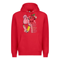 Red love teacher Premium Hoodie - MaliasSmallBusiness