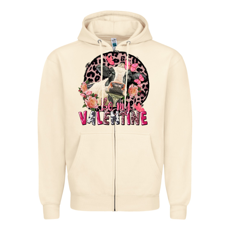 Be My Valentine Holstein Cow Valentine's Day Zipper Hoodie by FaDigitalArtStudio | Teevron