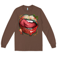 Chestnut strawberry lips with leopard Long Sleeve Tee - texasbilliewilder