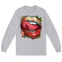 Moon Dust strawberry lips with leopard Long Sleeve Tee - texasbilliewilder