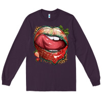 Plum strawberry lips with leopard Long Sleeve Tee - texasbilliewilder
