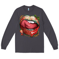 Smoke strawberry lips with leopard Long Sleeve Tee - texasbilliewilder
