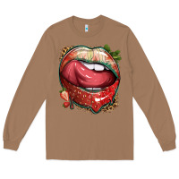 Toasted Coconut strawberry lips with leopard Long Sleeve Tee - texasbilliewilder