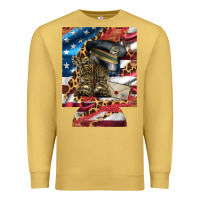 Antique Gold usa flag and leopard with boots 12 oz regular can cooler Premium Sweatshirt - Artiststas