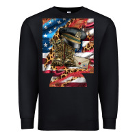 Black usa flag and leopard with boots 12 oz regular can cooler Premium Sweatshirt - Artiststas