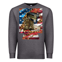 Charcoal Heather usa flag and leopard with boots 12 oz regular can cooler Premium Sweatshirt - Artiststas