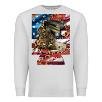 Dove Grey usa flag and leopard with boots 12 oz regular can cooler Premium Sweatshirt - Artiststas
