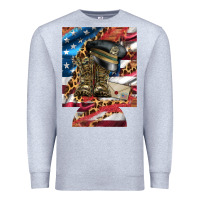 Heather Grey usa flag and leopard with boots 12 oz regular can cooler Premium Sweatshirt - Artiststas