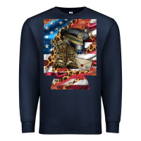 Navy usa flag and leopard with boots 12 oz regular can cooler Premium Sweatshirt - Artiststas