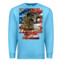 Ocean Blue usa flag and leopard with boots 12 oz regular can cooler Premium Sweatshirt - Artiststas