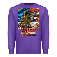 Purple usa flag and leopard with boots 12 oz regular can cooler Premium Sweatshirt - Artiststas