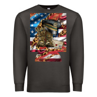 Smoke usa flag and leopard with boots 12 oz regular can cooler Premium Sweatshirt - Artiststas