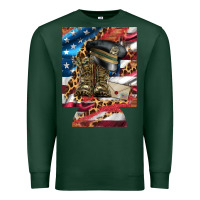 Sports Green usa flag and leopard with boots 12 oz regular can cooler Premium Sweatshirt - Artiststas