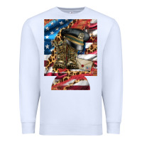White usa flag and leopard with boots 12 oz regular can cooler Premium Sweatshirt - Artiststas
